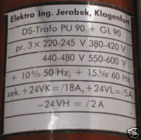 Picture of motors rating plate